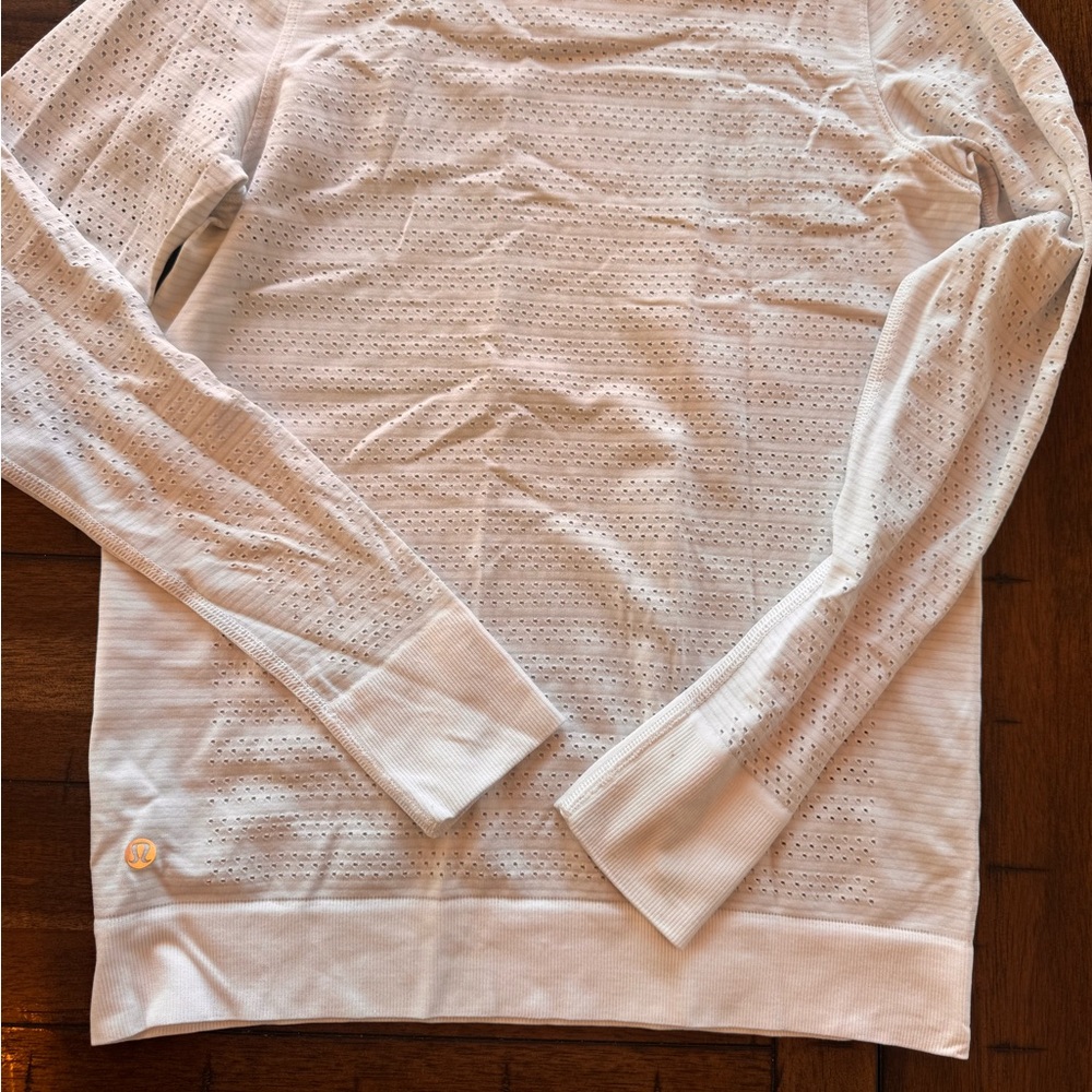 Lululemon Swiftly Tech Perforated White Long Sleeve Shirt Size 6 - Picture 5 of 6